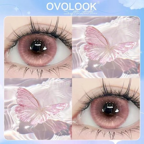 OVOLOOK粉色美瞳半年抛三明治小直径甜美无辜感隐形眼镜官方正品H
