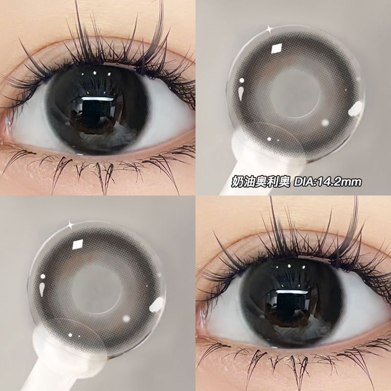 OVOLOOK黑色美瞳月抛大小直径新款彩色隐形眼镜正品官方旗舰店F