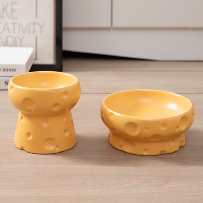 猫碗陶瓷双碗猫粮碗大口径喝水碗防打翻保护颈椎猫食盆狗碗狗饭盆