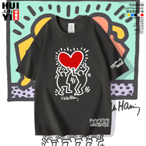 凯斯哈林联名艺术Keith Haring涂鸦短袖T恤衫个性情侣男纯棉半袖