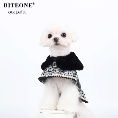 BITEONE小香风加绒呢狗狗大衣