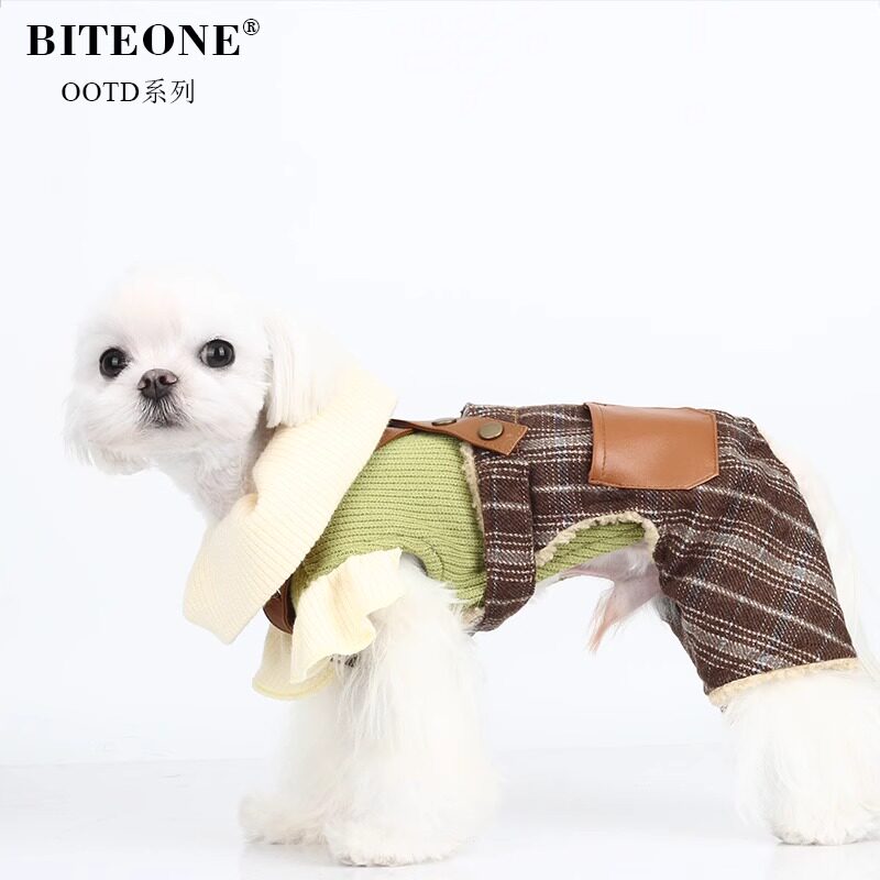 BITEONE秋冬加绒狗狗背带裤