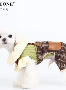 BITEONE【回望北角】狗狗秋冬衣服新款加绒背带裤马尔济斯雪纳瑞