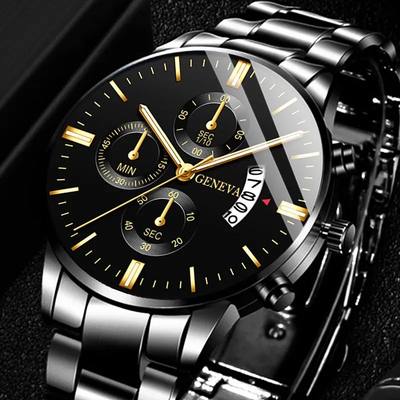 reloj hombre Fashion Men Stainless Steel Watch Luxury Calend