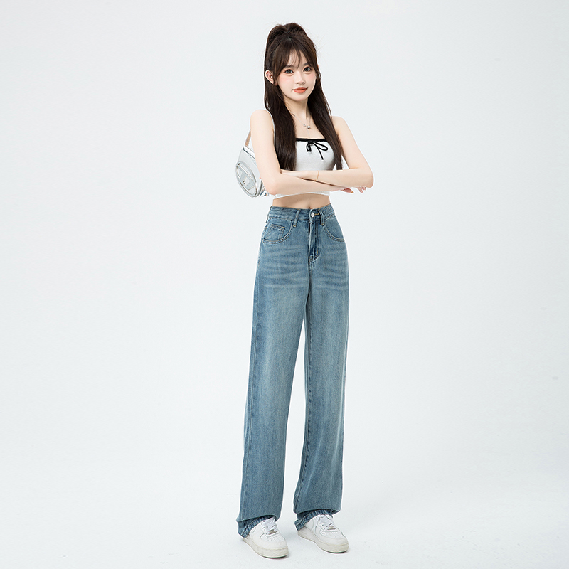 垂感宽松显瘦天丝牛仔裤