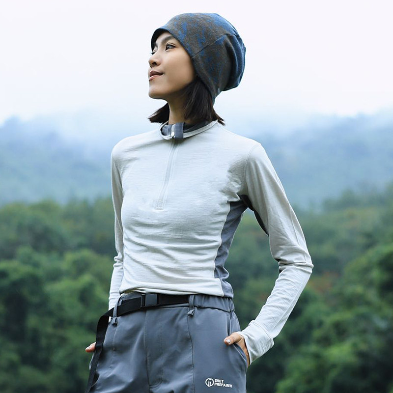 灰壳女款美利奴羊毛速干衣半拉链长袖美丽诺春秋户外运动徒步上衣,运动服/休闲服装,运动卫衣/套头衫,淘宝优惠券,粉丝福利购,淘宝优惠卷