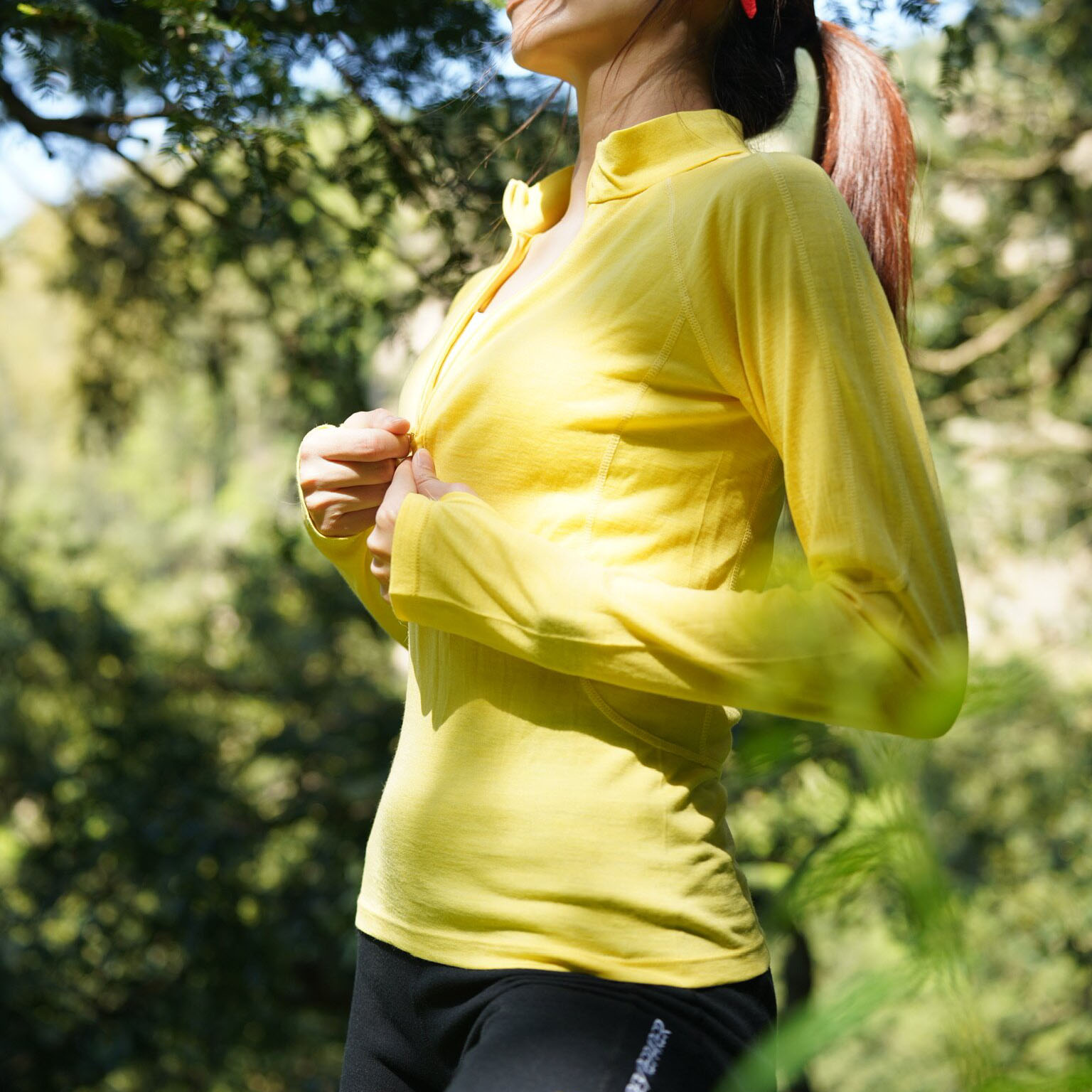 女款可机洗美利奴羊毛速干半拉链