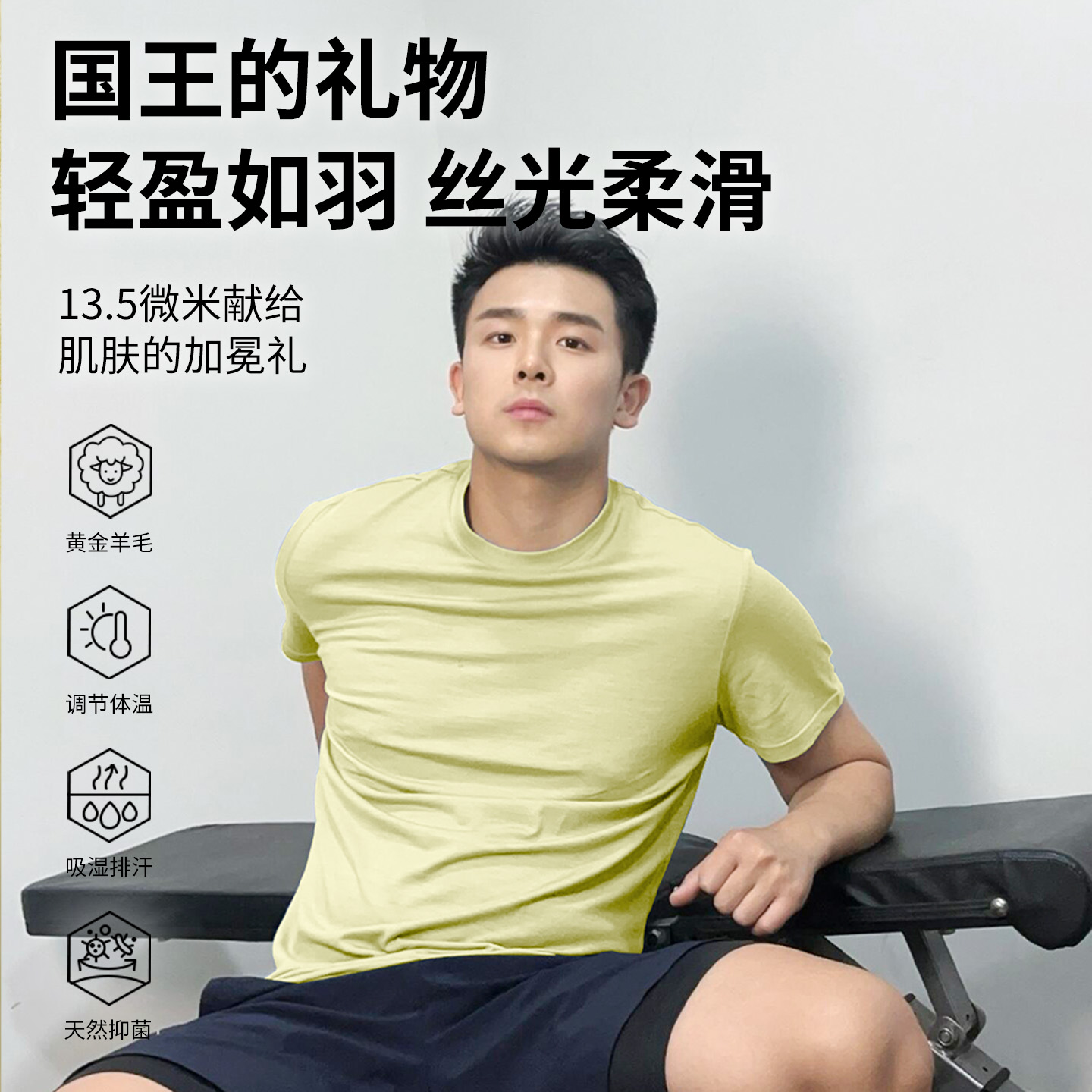 13.5微米超细美利奴羊毛短袖