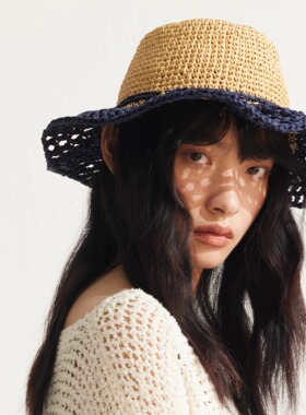 埃觅索  渐变波浪平檐帽手工钩织原创设计浮光系列