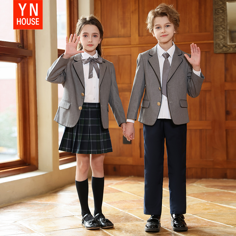 女童校服2025春秋季男童英伦风西装主持人演出服装班服合唱团套装