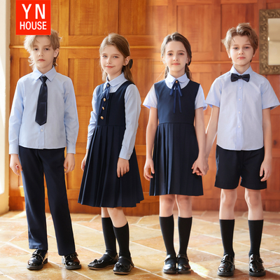 六一儿童演出服学院风幼儿园班服短袖衬衫大合唱朗诵小学生团体服