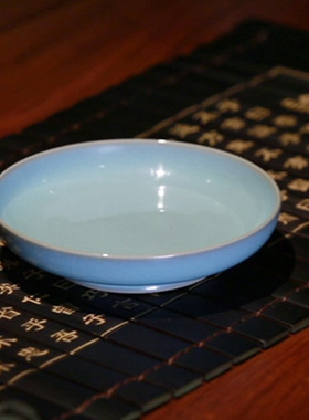 弘宝汝瓷王振芳大师范随州亲工天青釉邮票四件套高档礼品陶瓷摆件