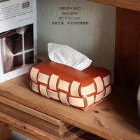 Xisuo Hua simple woven tissue box, desktop tissue box, high-end, light luxury and sophisticated napkin box for home living room thumbnail 3
