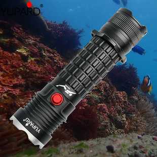 P50远射强光水下潜水防水夜潜充电应急照明手电筒赶海灯26650灯