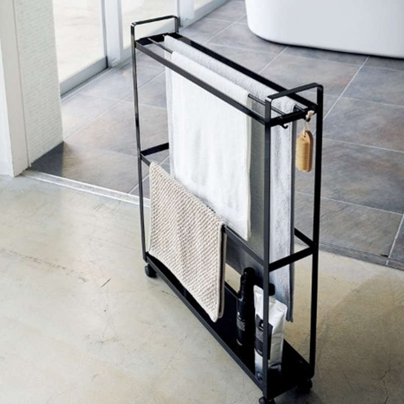 厨房推车收纳浴巾架可整理物夹缝架厕所缝隙落地U浴室移动毛巾置