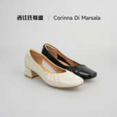 方头外牛内羊百搭粗跟单鞋 西红氏•双11限时折扣 跟高4cm