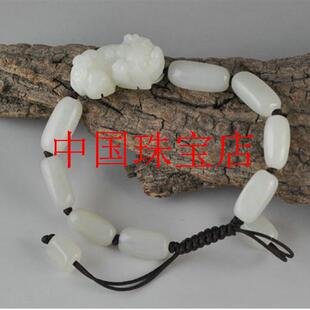 新疆和田玉羊脂白玉貔貅手工编织白玉手链籽料随形手串招财女送礼