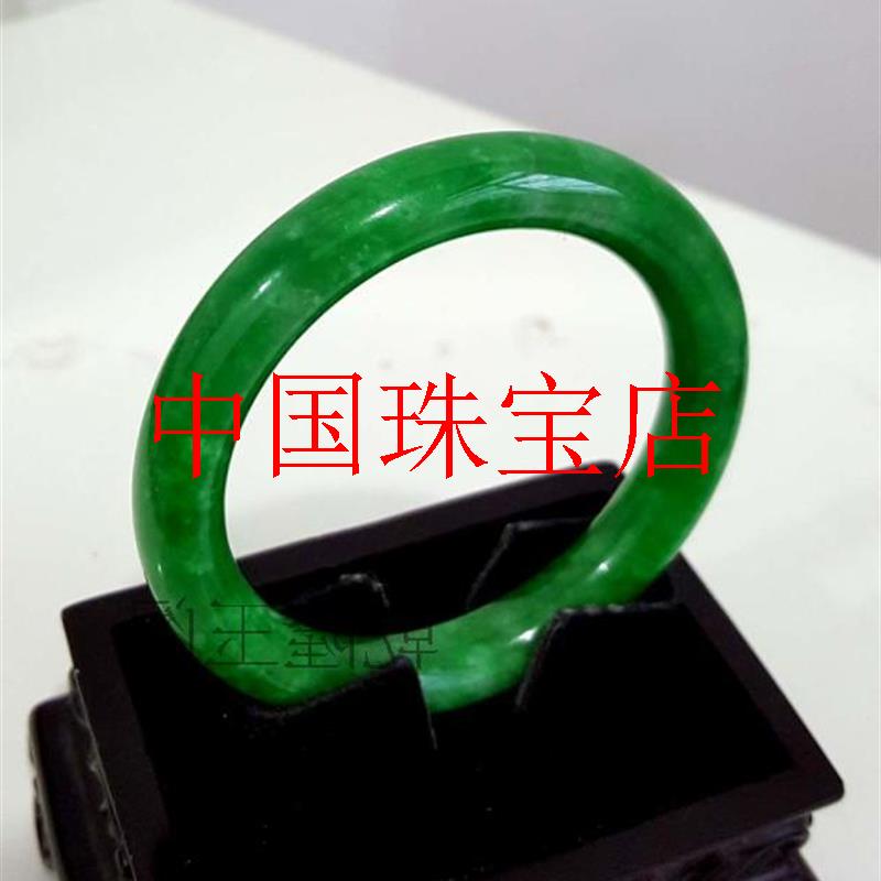 缅甸老坑翡翠色满绿正阳绿辣色玉手镯祖母绿干青铁龙生玉手镯女款