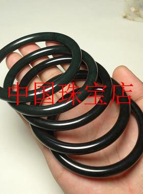 精选新疆和田玉色手镯黑青玉镯子女款圆条叮当镯玉石手镯饰品送礼