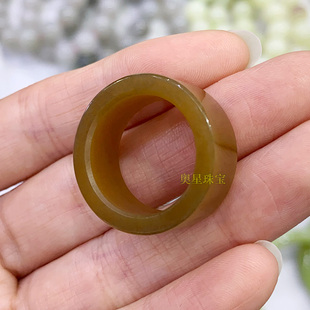 新疆和田玉扳指高级且末糖戒指糖玉素圈玉石戒圈玉指环戒指女送礼