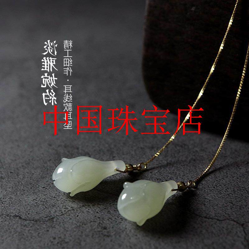 新疆和田玉青白玉耳环小玉兰花少女款和田玉耳线气质简约优雅饰品