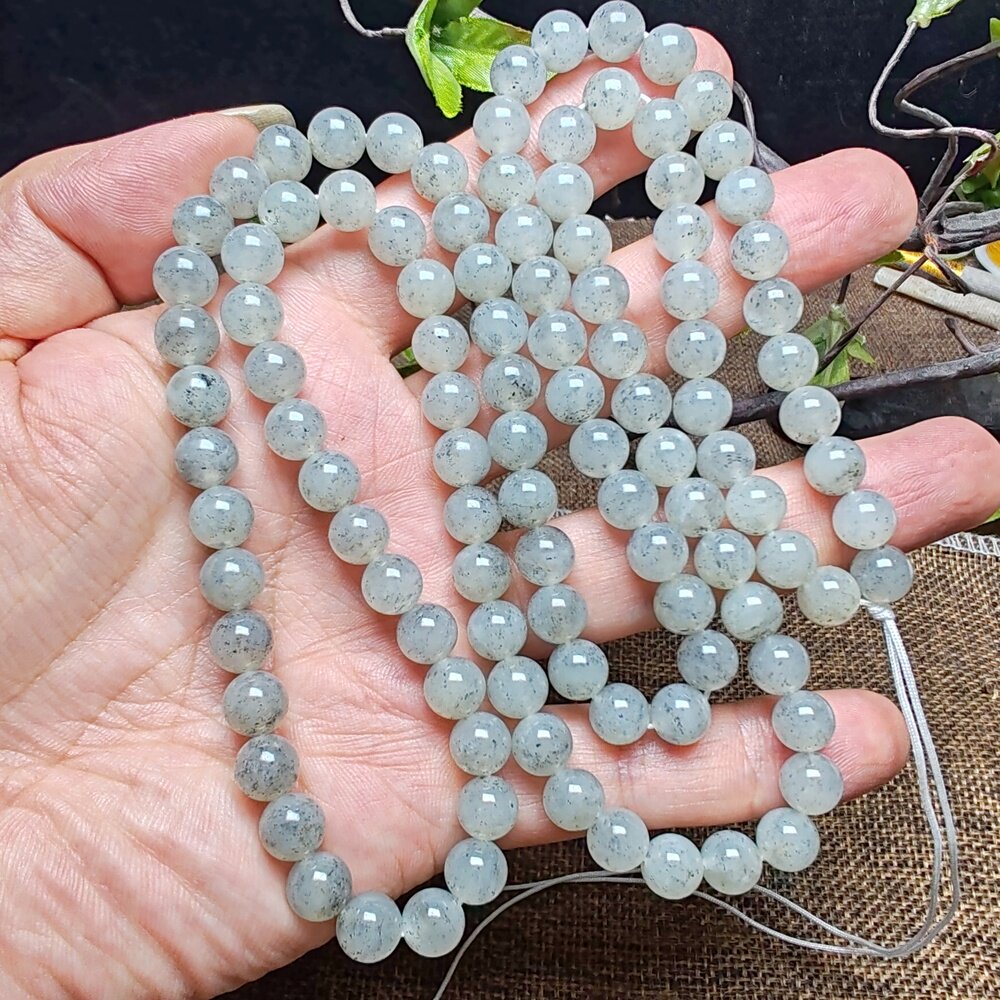 新疆和田玉籽玉青花墨玉圆珠颗项链手链手串多圈国风水墨丹青女款