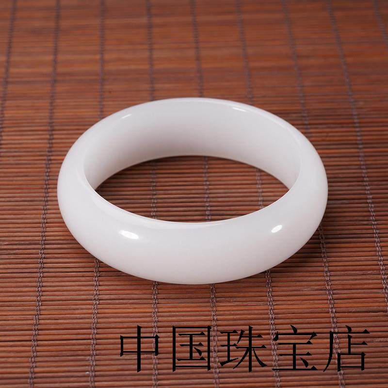 新疆和田玉羊脂白玉昆仑宽版玉镯子高端旺夫时尚气质百搭女款手镯