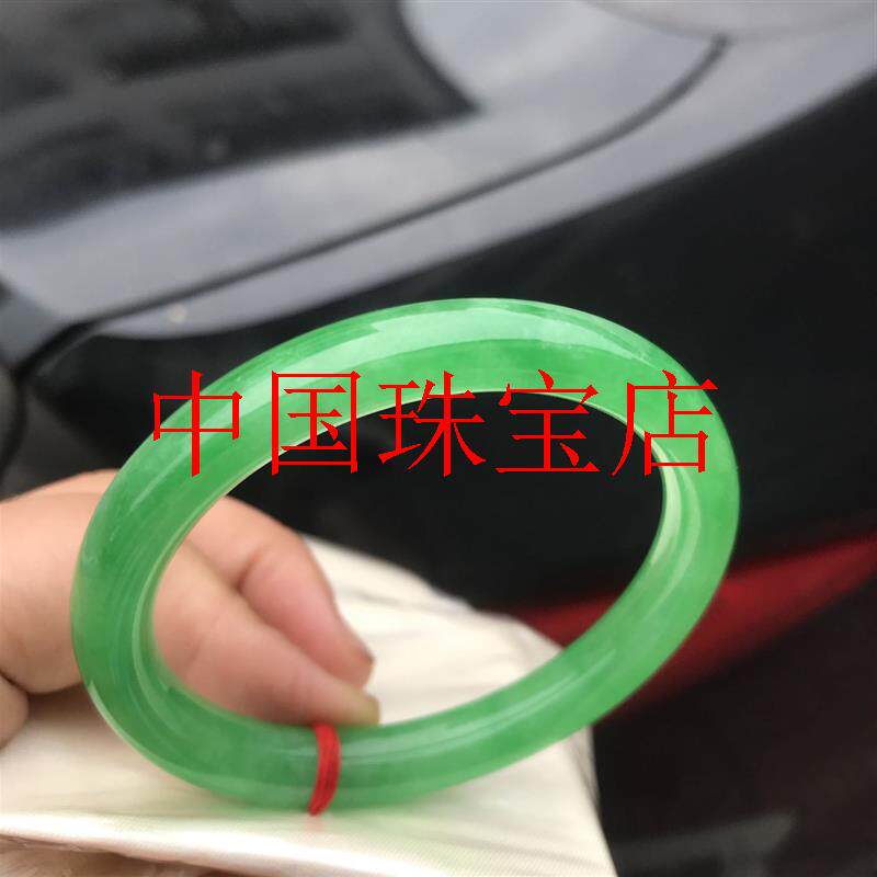 翡翠色手镯冰糯种满阳绿细圆条美人条全绿玉石手镯国风复古女玉饰