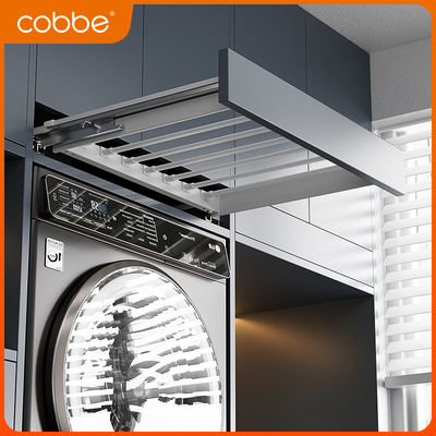 洗衣机抽拉衣架阳台上方隐藏式伸缩隐形晾衣架裤架内置收纳滑轨