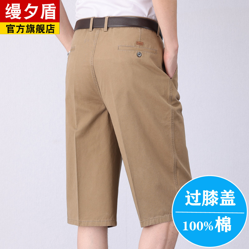 男夏季薄款爸爸外穿七分裤男款工装新款中老年纯棉