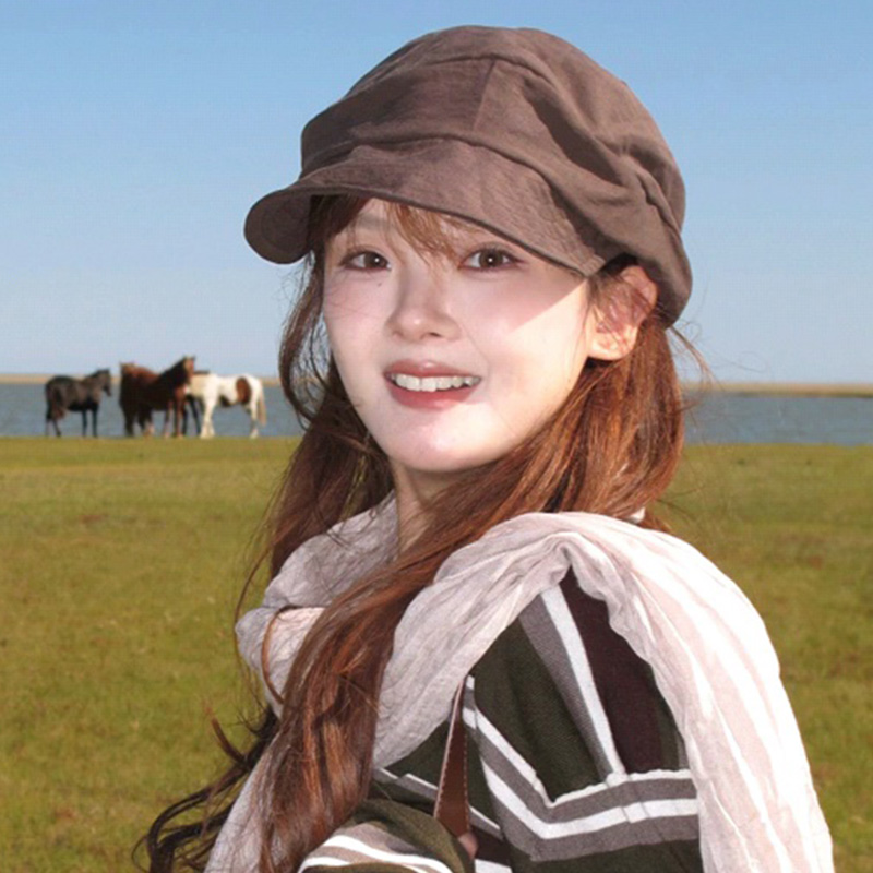 日系褶皱不规则贝雷帽女显脸小