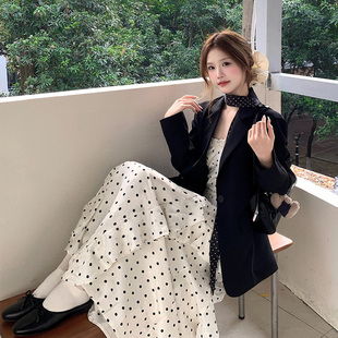 黑色波点细窄长条小丝巾女韩版百搭ins可搭包包衬衫丝带飘带配饰