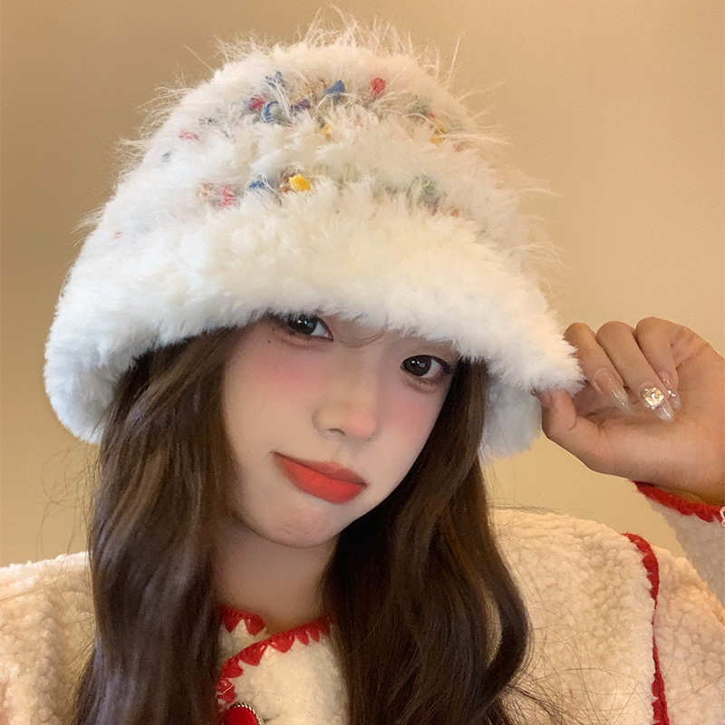 奶fufu~彩色小糖豆毛绒渔夫帽