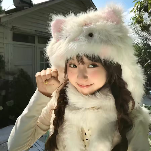 KELUSI联名款小猫咪帽子围巾一体