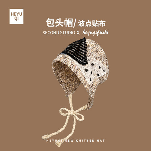 民族风复古拼接贴布包头帽女小众