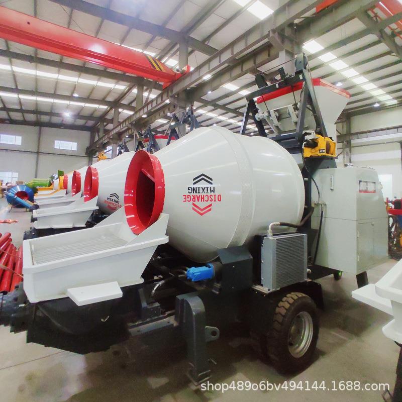 移动式混凝土搅拌泵送一体机柴油动力搅拌拖泵