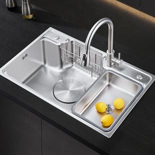 304不锈钢日式 大单槽水槽厨房台下盆家用洗菜盆洗碗池洗手池套装