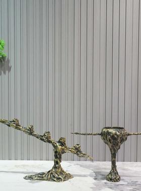 复古几何铜氛围感烛台摆件样板间样品屋展示中心音乐主题印度欧式