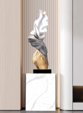 玄关摆件酒店大堂样品屋展示中心大型落地装饰客厅抽象艺术彩带彩