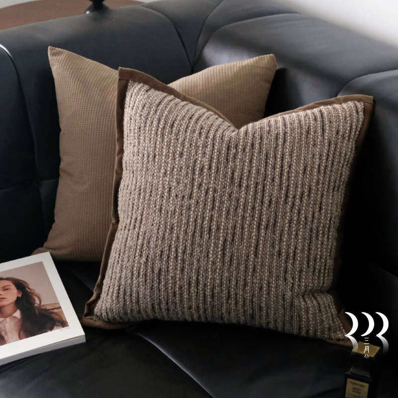 棕色系侘寂风简约条纹宽边抱枕腰枕抱枕套客厅沙发靠垫样板间靠枕,居家布艺,抱枕被,淘宝优惠券,粉丝福利购,淘宝优惠卷