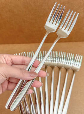 斌弟厨房304不锈钢叉子家用高档精致长柄西餐叉牛排意面高级感叉