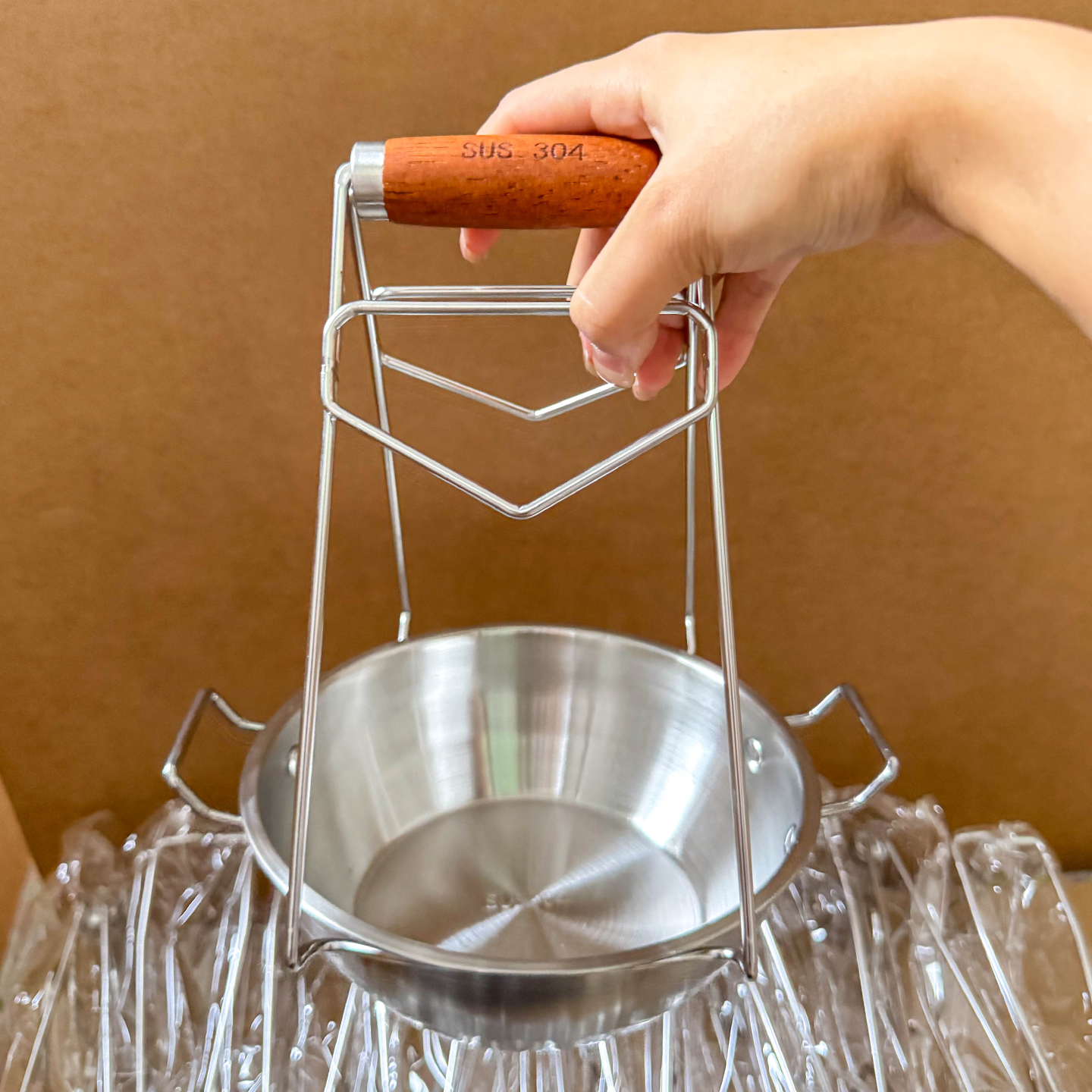 斌弟厨房304不锈钢花梨木防烫夹提盘夹家用加厚厨房夹碗器砂锅碗