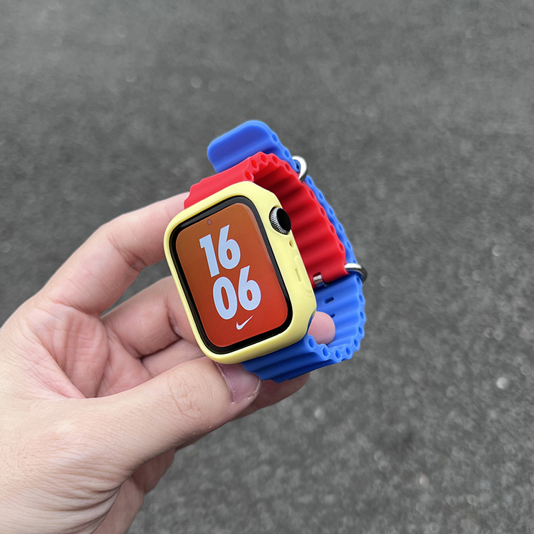 海洋硅胶撞色运动表带适用于 applewatch苹果手表iwatchS9/8/7SE