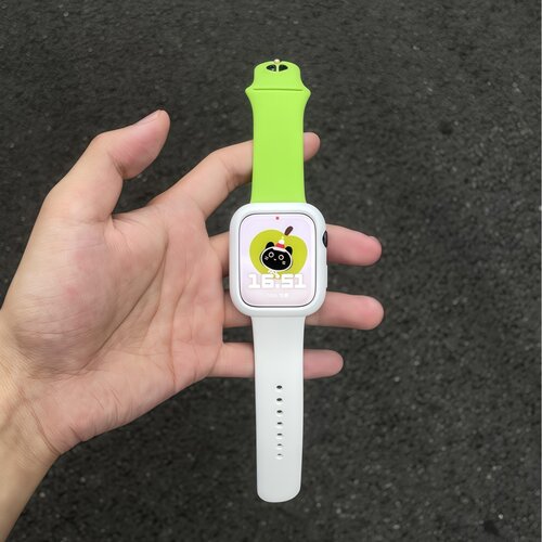 撞色青苹果硅胶表带适用苹果手表