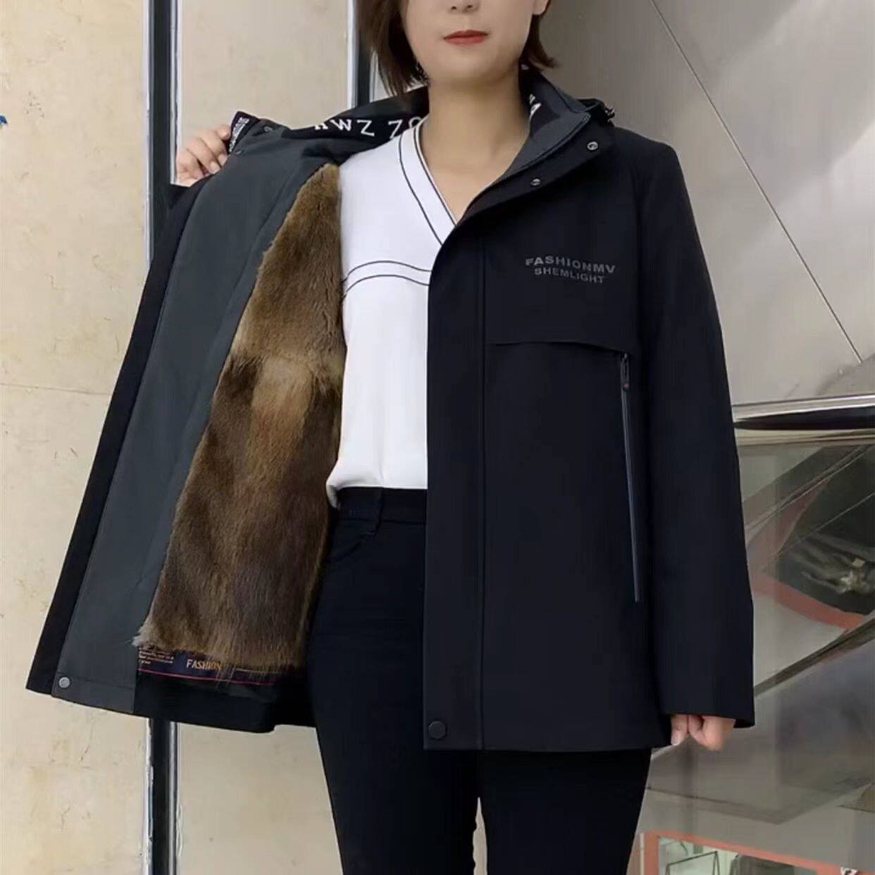 冬季皮草派克服男外套獭兔毛青根貂内胆皮毛一体短款加厚海宁真毛
