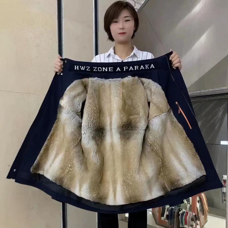 男派克服冬皮草外套山貂兔毛内胆