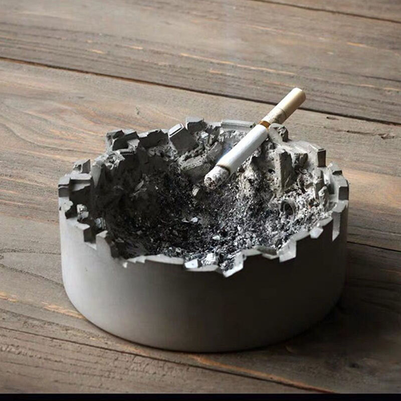 网红圆形水泥烟灰缸磨具硅膠水泥堆山废墟景观水泥家用混凝土模具
