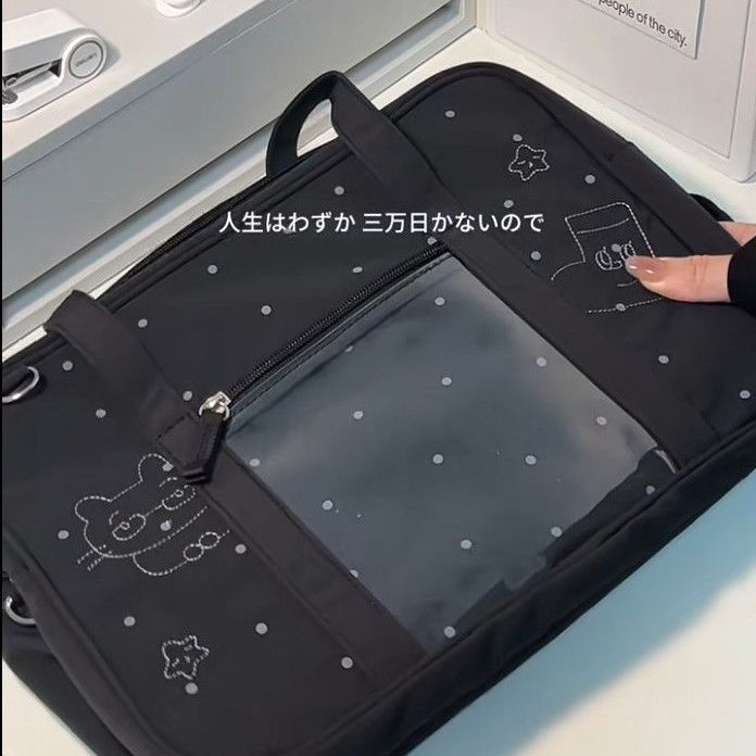 日系大容量手提单肩包斜挎包设计百搭通勤学院风日常韩版波点痛包