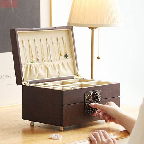 G3V大容量首饰盒欧式公主分格实木多功能珠宝首饰品桌面收纳盒礼