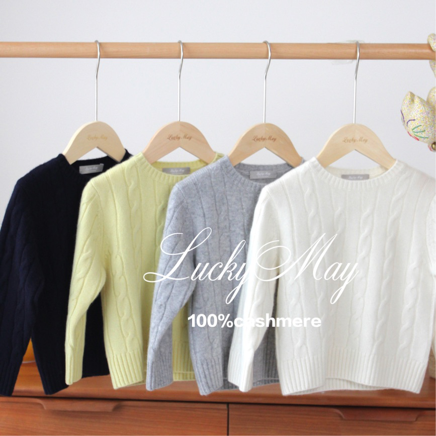 LuckyMay亲子羊绒双股加厚全家可穿经典绞花麻花款多色100%山羊绒
